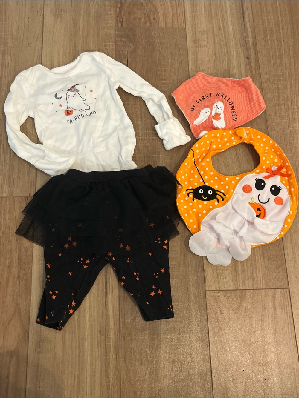 Carter's Halloween Ghost Outfit in White, Black & Orange